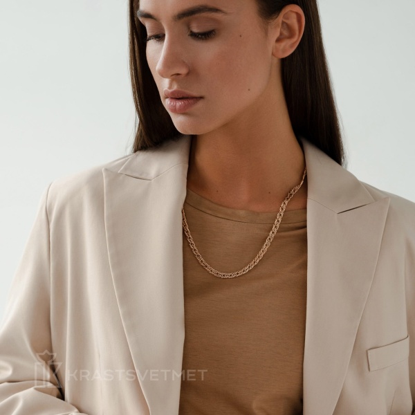 Цепь из красного золота 585, плетение «Ромб тройной»